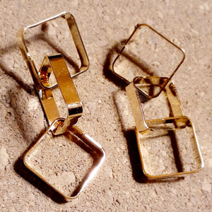 Minimalist Design Gold Metal Square Chain Earrings Kargo Fresh
