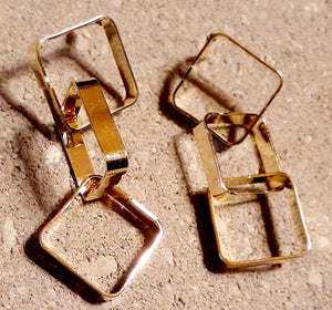 Minimalist Design Gold Metal Square Chain Earrings Kargo Fresh