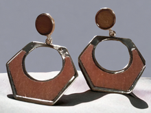 Load image into Gallery viewer, Minimalist Design Wood and metal Hoop Earrings Kargo Fresh
