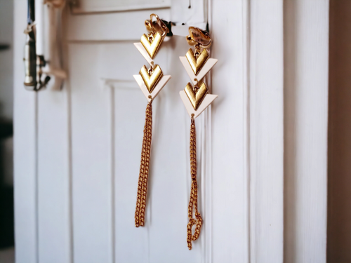 Minimalist Metal and Acrylic Clip On Earrings Gold Kargo Fresh