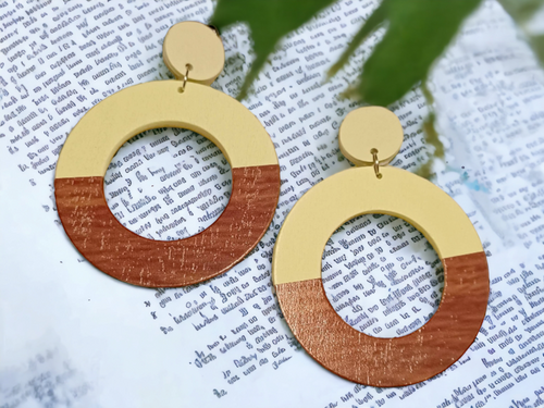 Minimalist Two Tone Wooden Hoop Earrings Kargo Fresh