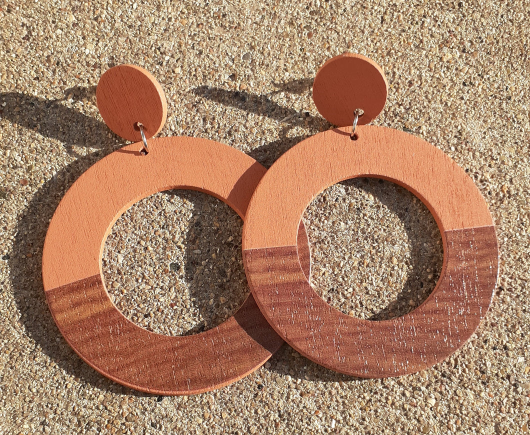 Minimalist Two Tone Wooden Hoop Earrings Kargo Fresh