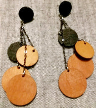 Load image into Gallery viewer, Minimalist design wood and chain dangle Earrings Kargo Fresh
