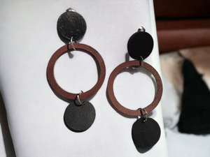 Minimalist handpainted wooden clip on hoops Kargo Fresh