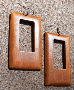 Minimalist natural wood Square Earrings Kargo Fresh