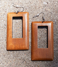 Load image into Gallery viewer, Minimalist natural wood Square Earrings Kargo Fresh
