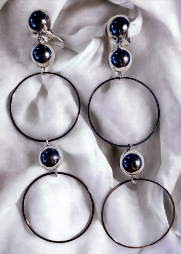 Minimalist silver metal Multi Hoop Clip On Earrings Kargo Fresh