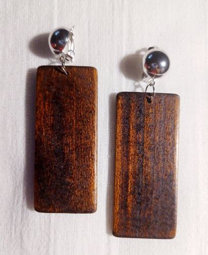 Minimalist wood clip on earrings Kargo Fresh