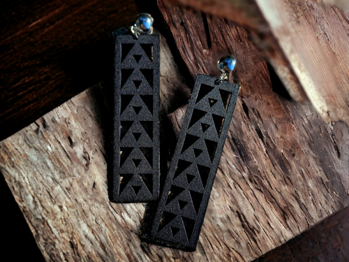 Minimalist wooden dangle clip on earrings Kargo Fresh