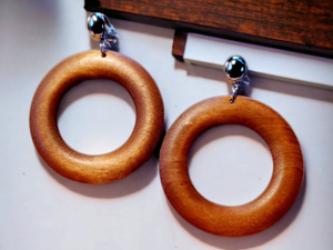 Minimalist wooden hoop clip on earrings Kargo Fresh