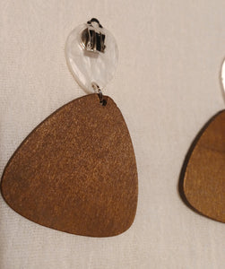 Minimalst large Natural Wood Clip On Earrings Kargo Fresh