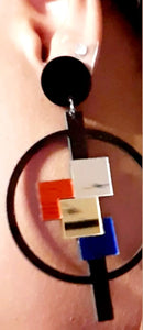 Mondrian Mirrored Acrylic Pop Art 3D Design Earrings Kargo Fresh