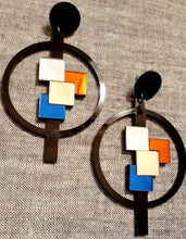 Load image into Gallery viewer, Mondrian Mirrored Acrylic Pop Art 3D Design Earrings Kargo Fresh
