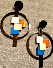 Load image into Gallery viewer, Mondrian Mirrored Acrylic Pop Art 3D Design Earrings Kargo Fresh
