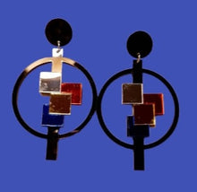 Load image into Gallery viewer, Mondrian Mirrored Acrylic Pop Art 3D Design Earrings Kargo Fresh
