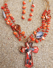 Load image into Gallery viewer, Multi Strand Blown Glass Cross Bead  Necklace Set Kargo Fresh
