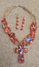 Load image into Gallery viewer, Multi Strand Blown Glass Cross Bead  Necklace Set Kargo Fresh
