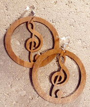 Load image into Gallery viewer, Music Note Large Wooden Earrings Kargo Fresh
