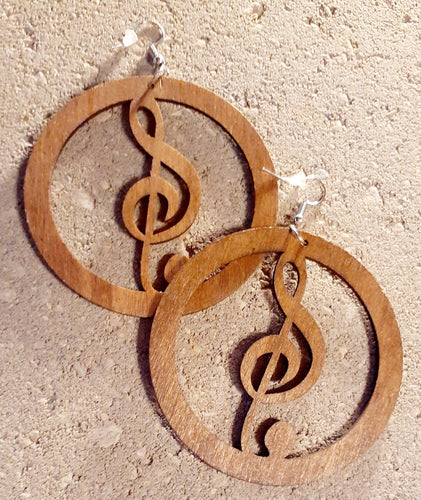 Music Note Large Wooden Earrings Kargo Fresh