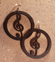 Load image into Gallery viewer, Music Note Large Wooden Earrings Kargo Fresh
