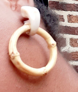 Natural Bamboo and Acrylic Hoop Earrings Kargo Fresh