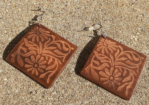 Natural Chunky Floral Print Earrings Kargo Fresh