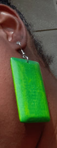 Natural Green Square Earrings Kargo Fresh