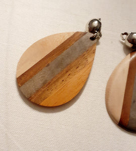 Natural Tri Color Wood Clip On Earrings Kargo Fresh