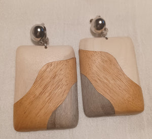 Natural Tri Color Wood Clip On Earrings Kargo Fresh