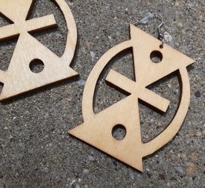 Natural Wood Adinkra Symbol Earrings Kargo Fresh