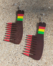 Load image into Gallery viewer, Natural Wood Afro Pick Earrings Kargo Fresh
