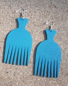 Natural Wood Afro Pick Earrings Kargo Fresh