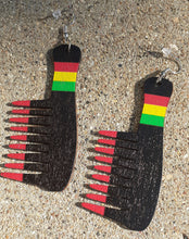 Load image into Gallery viewer, Natural Wood Afro Pick Earrings Kargo Fresh
