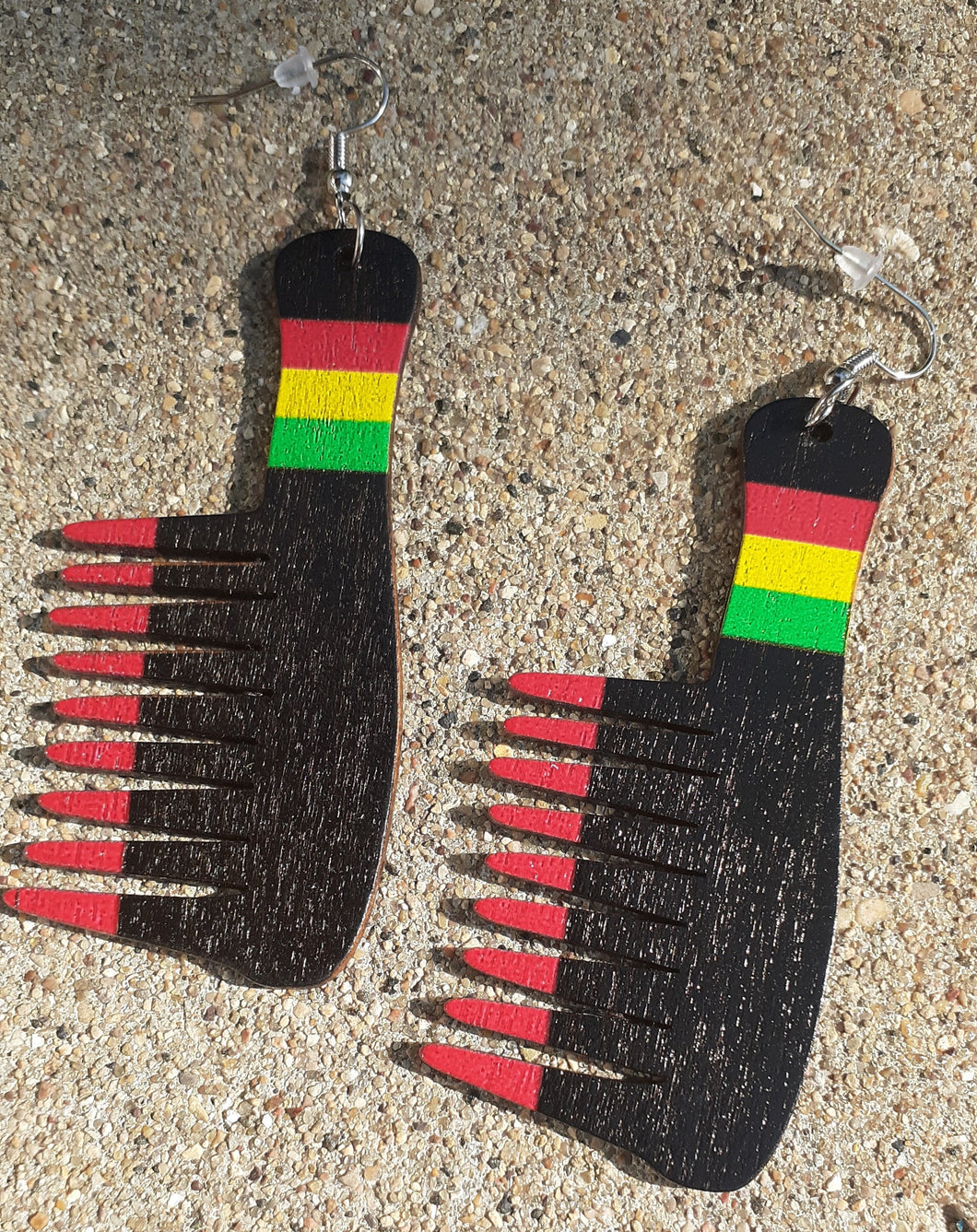 Natural Wood Afro Pick Earrings Kargo Fresh