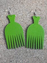 Load image into Gallery viewer, Natural Wood Afro Pick Earrings Kargo Fresh
