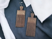 Load image into Gallery viewer, Natural Wood Afro Pick Earrings Kargo Fresh
