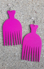 Load image into Gallery viewer, Natural Wood Afro Pick Earrings Kargo Fresh
