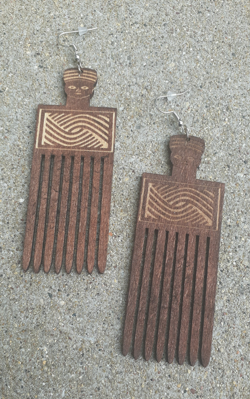 Natural Wood Afro Pick Earrings Kargo Fresh