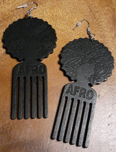 Load image into Gallery viewer, Natural Wood Afro Pick Earrings Kargo Fresh
