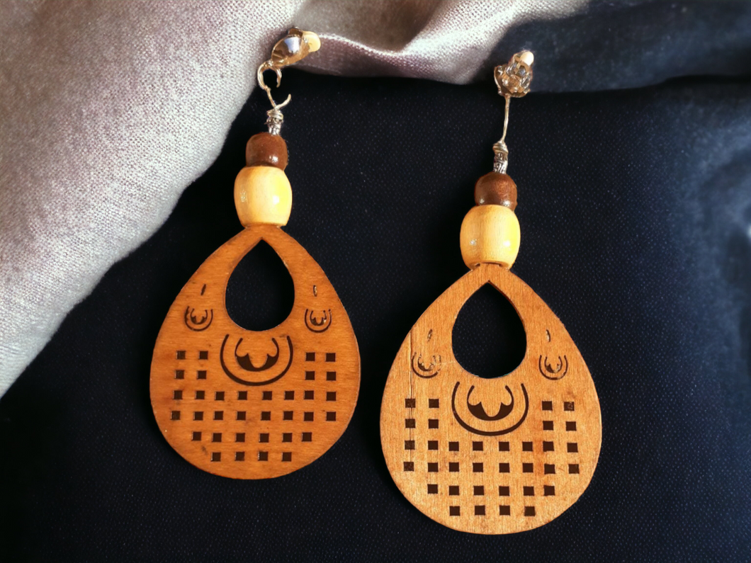 Natural Wood Boho Clip On Earrings Kargo Fresh