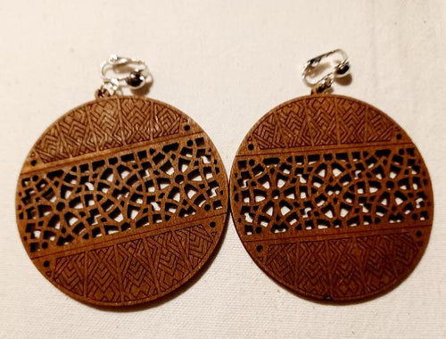 Natural Wood Boho Design Clip On Earrings Kargo Fresh
