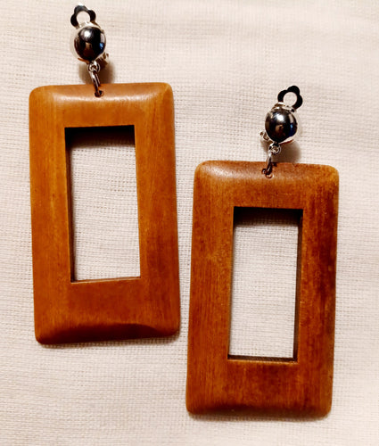 Natural Wood Clip On Earrings Kargo Fresh