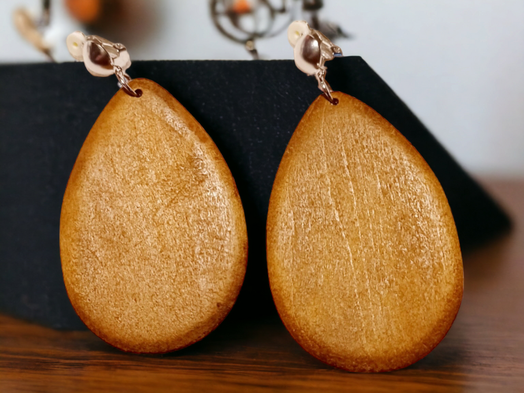 Natural Wood Clip On Earrings Kargo Fresh