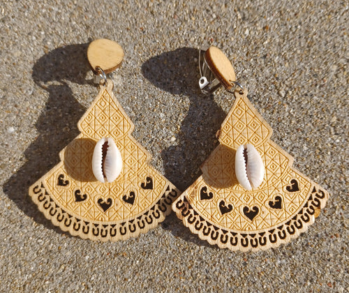 Natural Wood Clip On Earrings Kargo Fresh