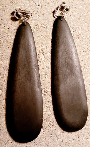 Natural Wood Extra Long Clip On Earrings Kargo Fresh