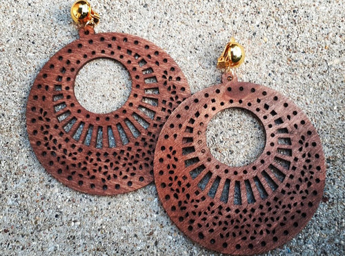 Natural Wood Hoop Clip On Earrings Kargo Fresh