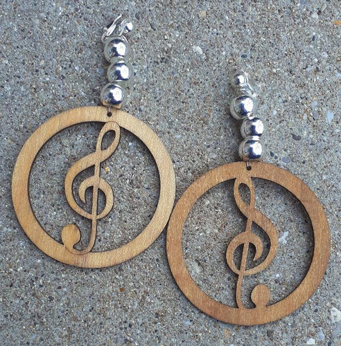 Natural Wood Music Note Clip On Earrings Kargo Fresh