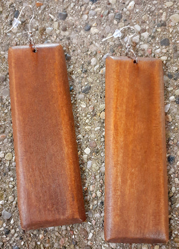 Natural Wood Rectangular Earrings Kargo Fresh