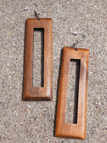 Natural Wood Rectangular Earrings Kargo Fresh