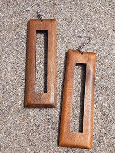 Natural Wood Rectangular Earrings Kargo Fresh